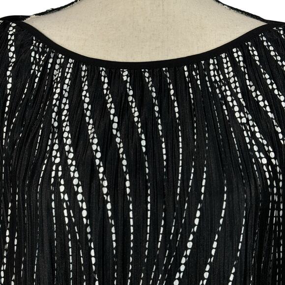 JM Collection Medium Top Abstract Dolman Sleeve Cutout Crinkle Boat Neck Stretch - Picture 2 of 10